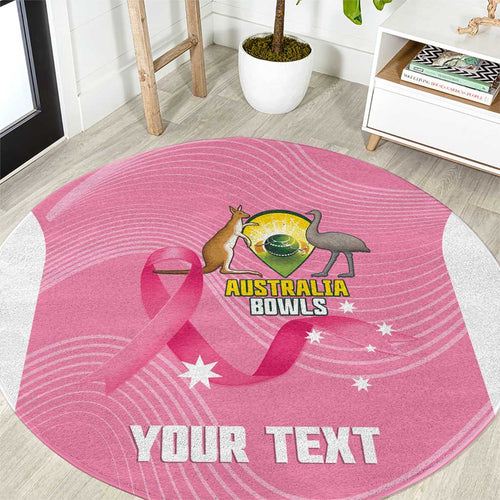 Custom Bowls Australia Breast Cancer Round Carpet Pink Ribbon Aussie Map With Kangaroo Emu - Aussie Hoodie
