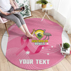 Custom Bowls Australia Breast Cancer Round Carpet Pink Ribbon Aussie Map With Kangaroo Emu - Aussie Hoodie