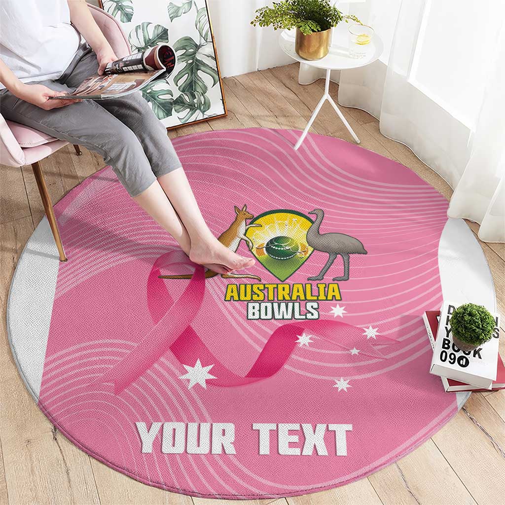 Custom Bowls Australia Breast Cancer Round Carpet Pink Ribbon Aussie Map With Kangaroo Emu - Aussie Hoodie