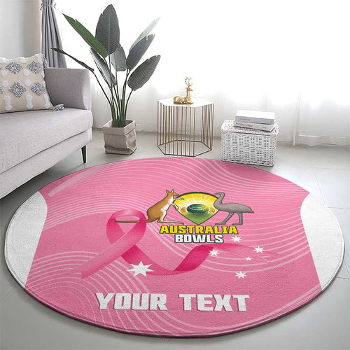 Custom Bowls Australia Breast Cancer Round Carpet Pink Ribbon Aussie Map With Kangaroo Emu - Aussie Hoodie