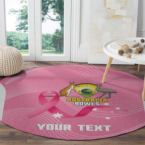 Custom Bowls Australia Breast Cancer Round Carpet Pink Ribbon Aussie Map With Kangaroo Emu - Aussie Hoodie