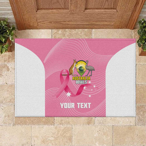 Custom Bowls Australia Breast Cancer Rubber Doormat Pink Ribbon Aussie Map With Kangaroo Emu - Aussie Hoodie