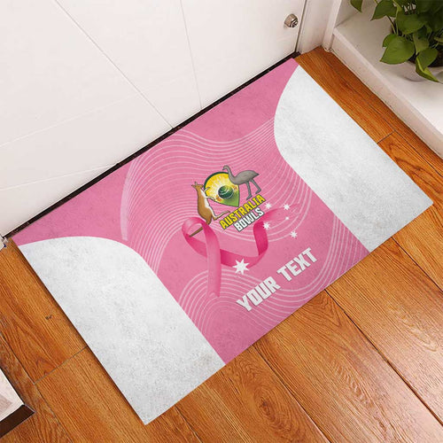 Custom Bowls Australia Breast Cancer Rubber Doormat Pink Ribbon Aussie Map With Kangaroo Emu - Aussie Hoodie