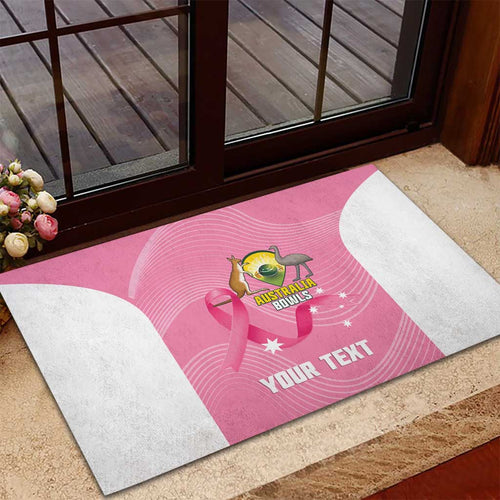Custom Bowls Australia Breast Cancer Rubber Doormat Pink Ribbon Aussie Map With Kangaroo Emu - Aussie Hoodie