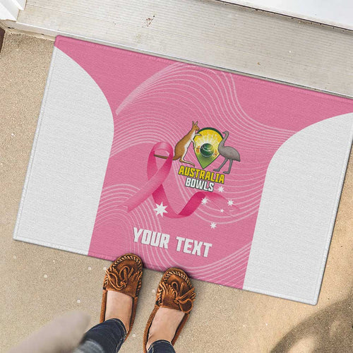 Custom Bowls Australia Breast Cancer Rubber Doormat Pink Ribbon Aussie Map With Kangaroo Emu - Aussie Hoodie