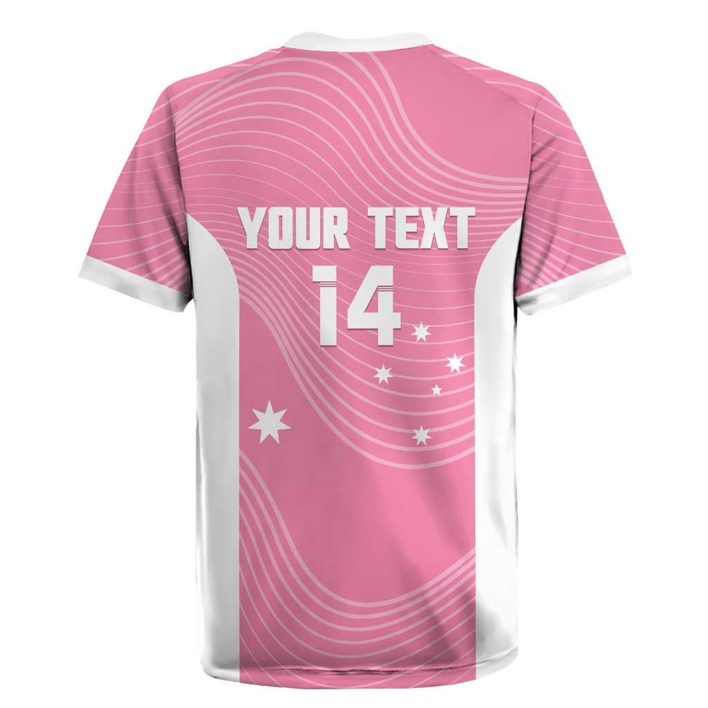 Custom Bowls Australia Breast Cancer Rugby Jersey Pink Ribbon Aussie Map With Kangaroo Emu - Aussie Hoodie