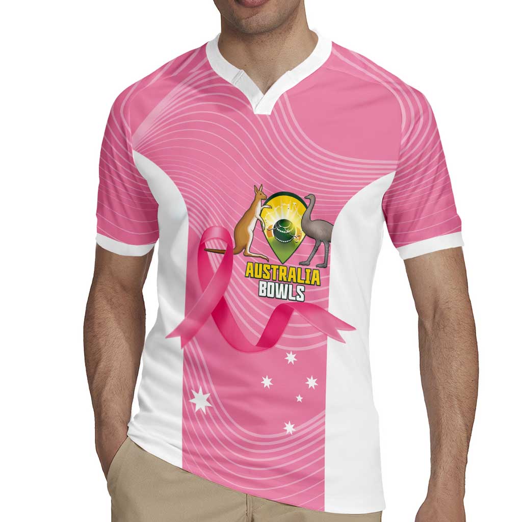 Custom Bowls Australia Breast Cancer Rugby Jersey Pink Ribbon Aussie Map With Kangaroo Emu - Aussie Hoodie