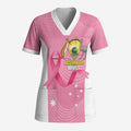 Custom Bowls Australia Breast Cancer Scrub Top Pink Ribbon Aussie Map With Kangaroo Emu - Aussie Hoodie