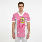 Custom Bowls Australia Breast Cancer Scrub Top Pink Ribbon Aussie Map With Kangaroo Emu - Aussie Hoodie