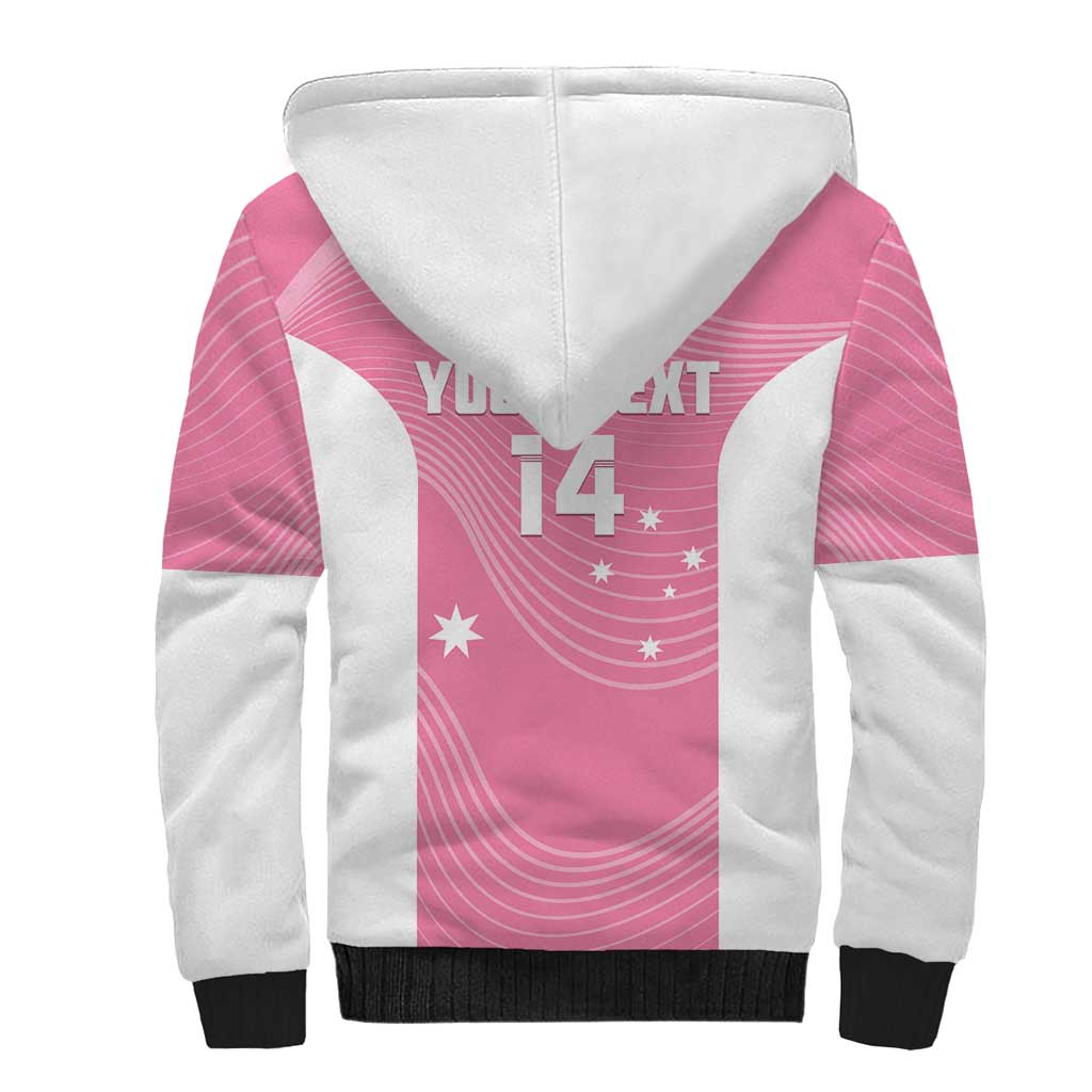 Custom Bowls Australia Breast Cancer Sherpa Hoodie Pink Ribbon Aussie Map With Kangaroo Emu - Aussie Hoodie
