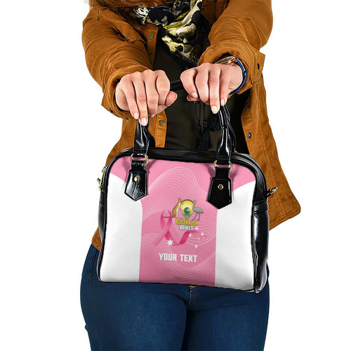 Custom Bowls Australia Breast Cancer Shoulder Handbag Pink Ribbon Aussie Map With Kangaroo Emu - Aussie Hoodie