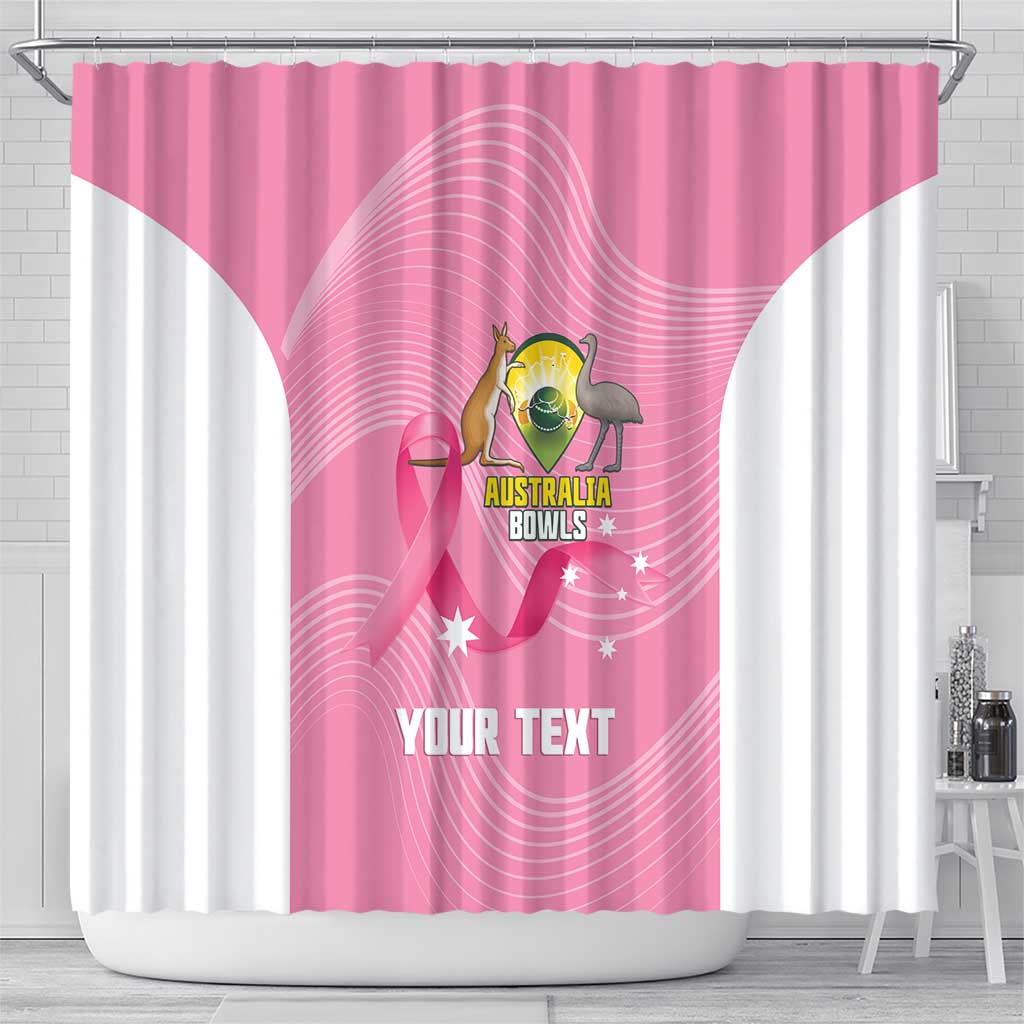 Custom Bowls Australia Breast Cancer Shower Curtain Pink Ribbon Aussie Map With Kangaroo Emu - Aussie Hoodie
