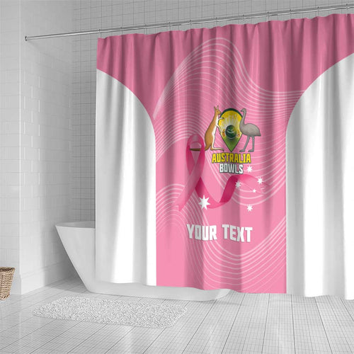Custom Bowls Australia Breast Cancer Shower Curtain Pink Ribbon Aussie Map With Kangaroo Emu - Aussie Hoodie
