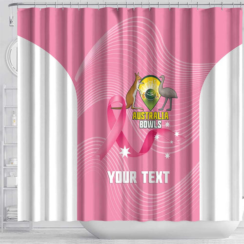 Custom Bowls Australia Breast Cancer Shower Curtain Pink Ribbon Aussie Map With Kangaroo Emu - Aussie Hoodie