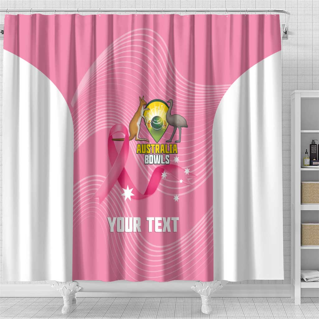Custom Bowls Australia Breast Cancer Shower Curtain Pink Ribbon Aussie Map With Kangaroo Emu - Aussie Hoodie
