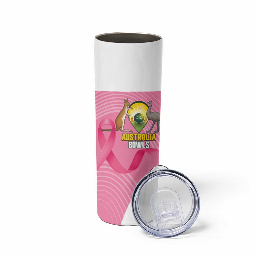 Custom Bowls Australia Breast Cancer Skinny Tumbler Pink Ribbon Aussie Map With Kangaroo Emu - Aussie Hoodie