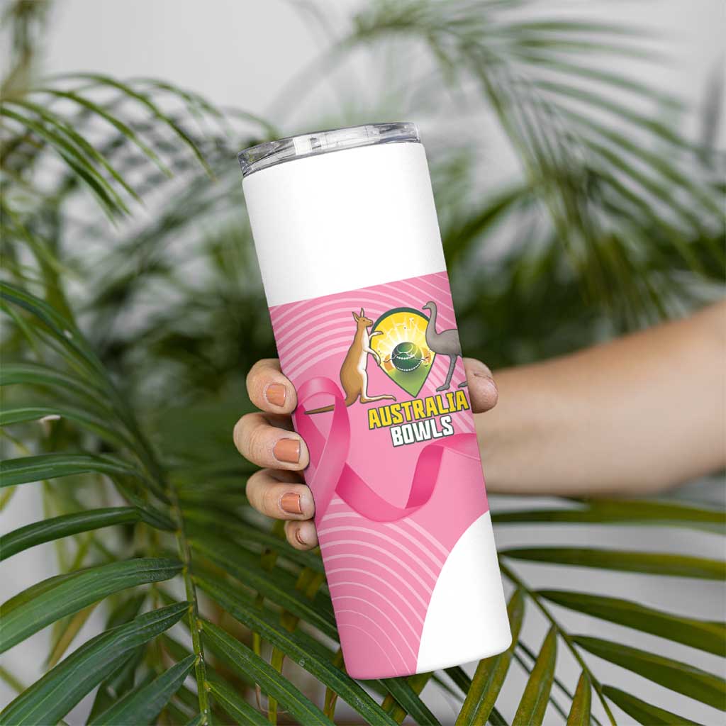 Custom Bowls Australia Breast Cancer Skinny Tumbler Pink Ribbon Aussie Map With Kangaroo Emu - Aussie Hoodie