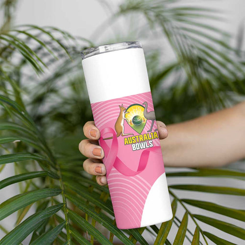 Custom Bowls Australia Breast Cancer Skinny Tumbler Pink Ribbon Aussie Map With Kangaroo Emu - Aussie Hoodie