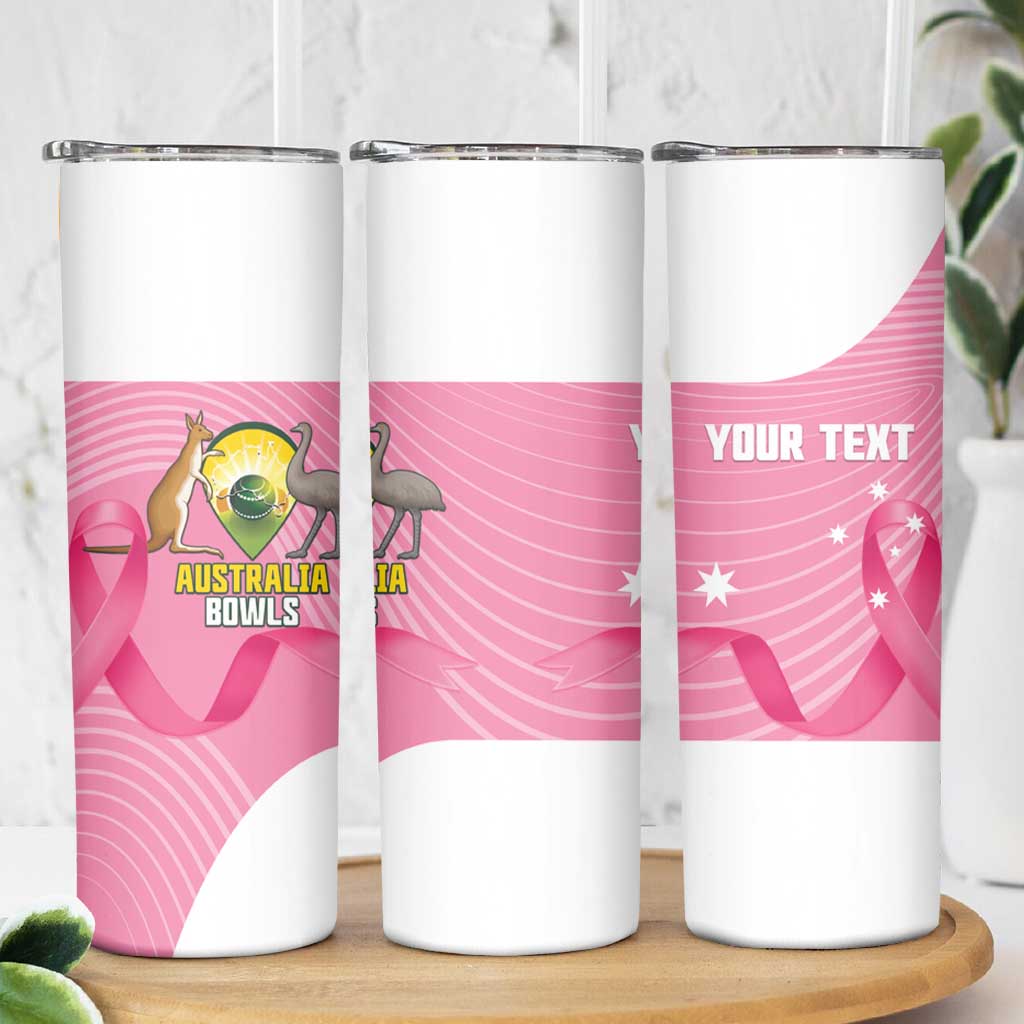 Custom Bowls Australia Breast Cancer Skinny Tumbler Pink Ribbon Aussie Map With Kangaroo Emu - Aussie Hoodie