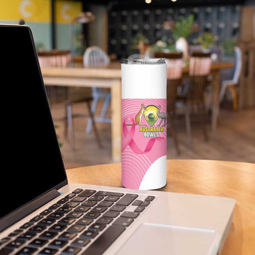 Custom Bowls Australia Breast Cancer Skinny Tumbler Pink Ribbon Aussie Map With Kangaroo Emu - Aussie Hoodie