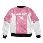 Custom Bowls Australia Breast Cancer Sleeve Zip Bomber Jacket Pink Ribbon Aussie Map With Kangaroo Emu - Aussie Hoodie