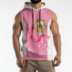 Custom Bowls Australia Breast Cancer Sleeveless Hoodie Pink Ribbon Aussie Map With Kangaroo Emu - Aussie Hoodie