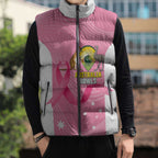 Custom Bowls Australia Breast Cancer Sleeveless Puffer Jacket Pink Ribbon Aussie Map With Kangaroo Emu - Aussie Hoodie
