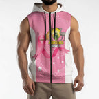 Custom Bowls Australia Breast Cancer Sleeveless Zip Hoodie Pink Ribbon Aussie Map With Kangaroo Emu LT14