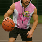 Custom Bowls Australia Breast Cancer Sleeveless Zip Hoodie Pink Ribbon Aussie Map With Kangaroo Emu LT14