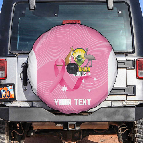 Custom Bowls Australia Breast Cancer Spare Tire Cover Pink Ribbon Aussie Map With Kangaroo Emu - Aussie Hoodie