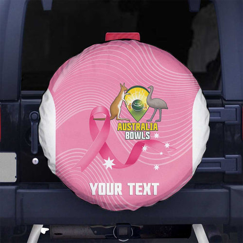 Custom Bowls Australia Breast Cancer Spare Tire Cover Pink Ribbon Aussie Map With Kangaroo Emu - Aussie Hoodie