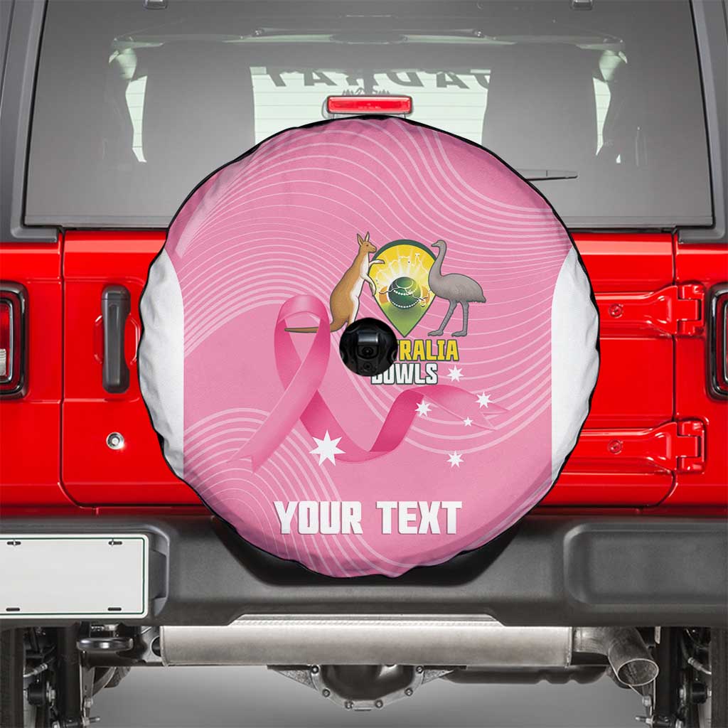 Custom Bowls Australia Breast Cancer Spare Tire Cover Pink Ribbon Aussie Map With Kangaroo Emu - Aussie Hoodie