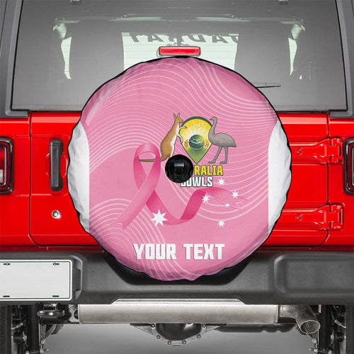 Custom Bowls Australia Breast Cancer Spare Tire Cover Pink Ribbon Aussie Map With Kangaroo Emu - Aussie Hoodie