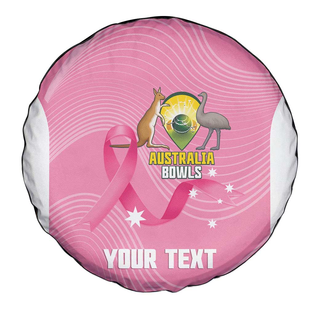 Custom Bowls Australia Breast Cancer Spare Tire Cover Pink Ribbon Aussie Map With Kangaroo Emu - Aussie Hoodie
