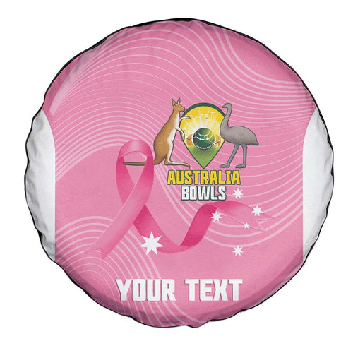 Custom Bowls Australia Breast Cancer Spare Tire Cover Pink Ribbon Aussie Map With Kangaroo Emu - Aussie Hoodie