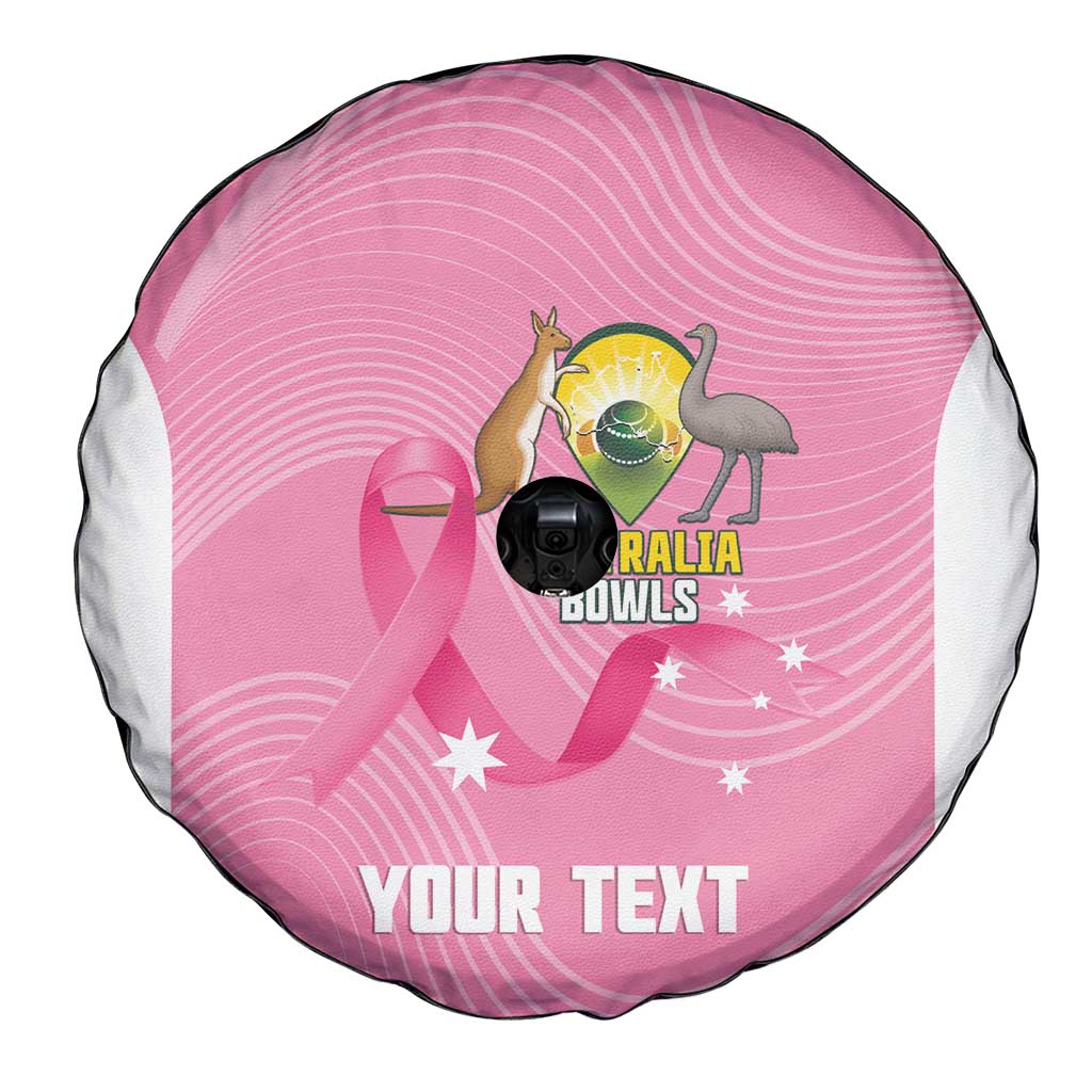 Custom Bowls Australia Breast Cancer Spare Tire Cover Pink Ribbon Aussie Map With Kangaroo Emu - Aussie Hoodie