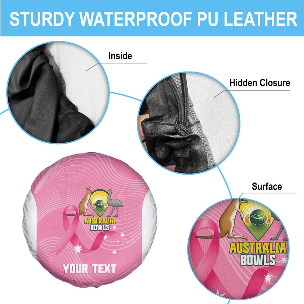 Custom Bowls Australia Breast Cancer Spare Tire Cover Pink Ribbon Aussie Map With Kangaroo Emu - Aussie Hoodie