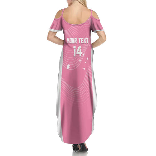Custom Bowls Australia Breast Cancer Summer Maxi Dress Pink Ribbon Aussie Map With Kangaroo Emu - Aussie Hoodie