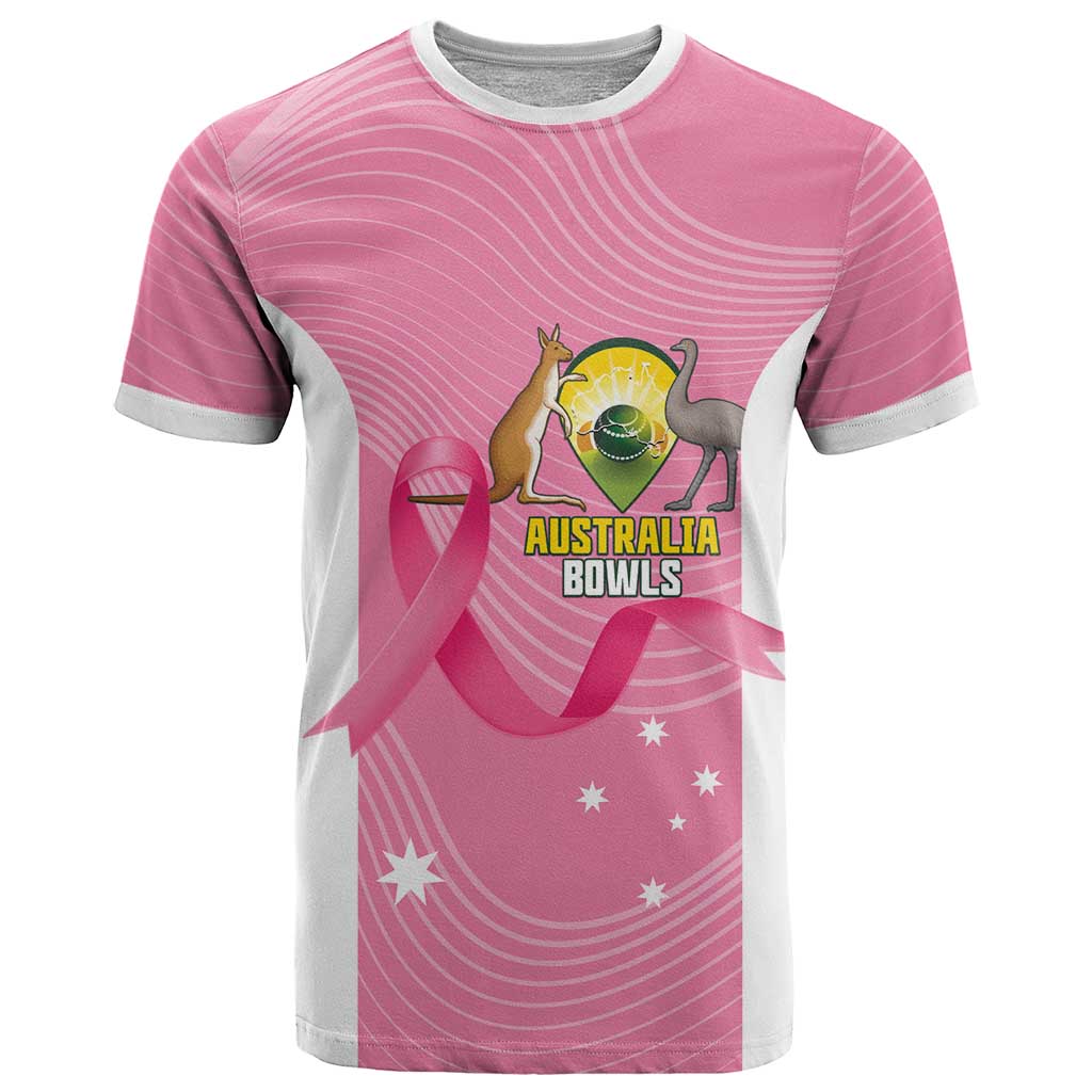 Custom Bowls Australia Breast Cancer T Shirt Pink Ribbon Aussie Map With Kangaroo Emu - Aussie Hoodie