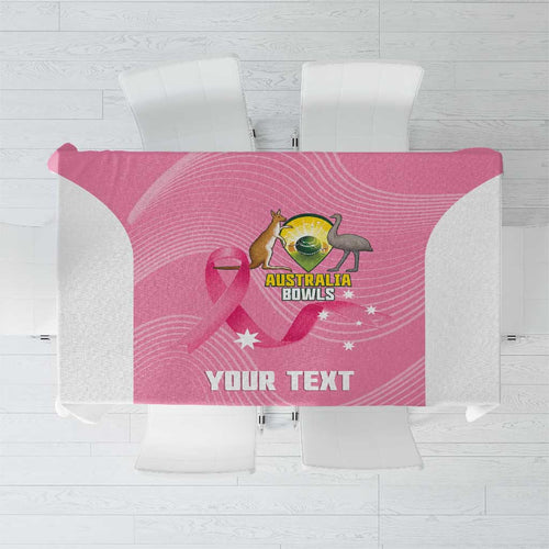 Custom Bowls Australia Breast Cancer Tablecloth Pink Ribbon Aussie Map With Kangaroo Emu - Aussie Hoodie