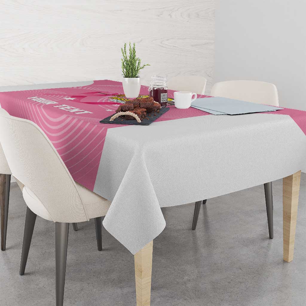 Custom Bowls Australia Breast Cancer Tablecloth Pink Ribbon Aussie Map With Kangaroo Emu - Aussie Hoodie