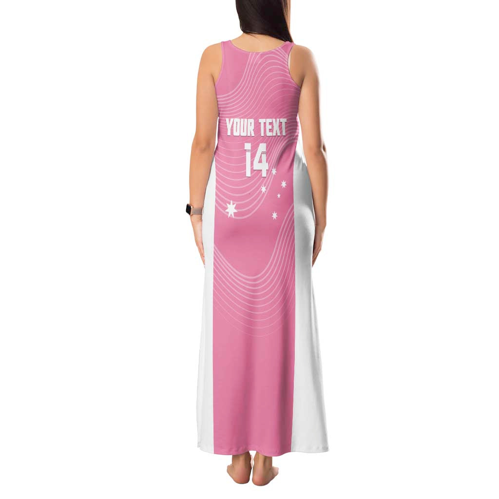 Custom Bowls Australia Breast Cancer Tank Maxi Dress Pink Ribbon Aussie Map With Kangaroo Emu - Aussie Hoodie
