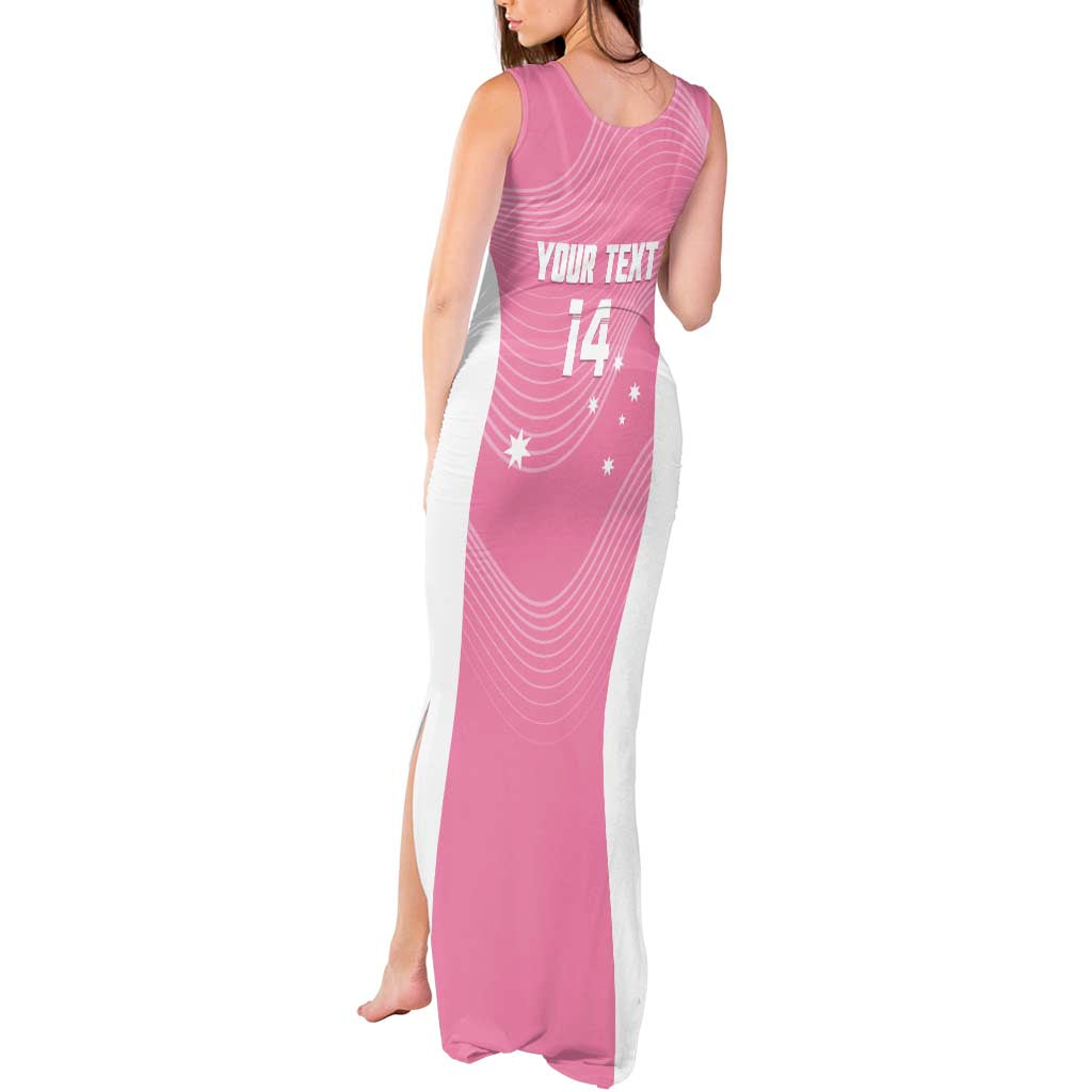 Custom Bowls Australia Breast Cancer Tank Maxi Dress Pink Ribbon Aussie Map With Kangaroo Emu - Aussie Hoodie