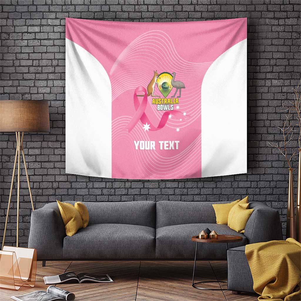 Custom Bowls Australia Breast Cancer Tapestry Pink Ribbon Aussie Map With Kangaroo Emu - Aussie Hoodie