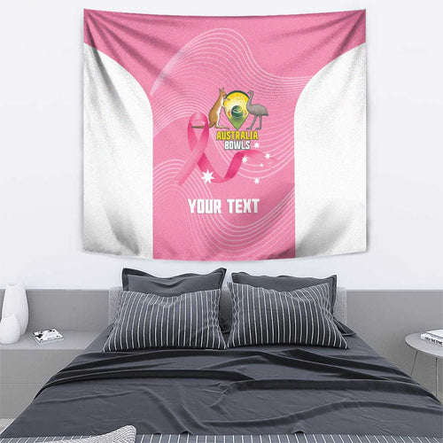 Custom Bowls Australia Breast Cancer Tapestry Pink Ribbon Aussie Map With Kangaroo Emu - Aussie Hoodie