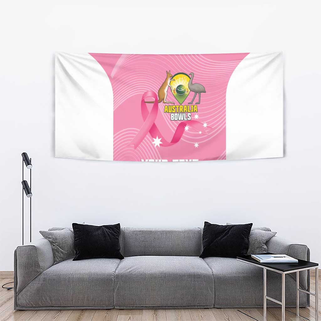 Custom Bowls Australia Breast Cancer Tapestry Pink Ribbon Aussie Map With Kangaroo Emu - Aussie Hoodie