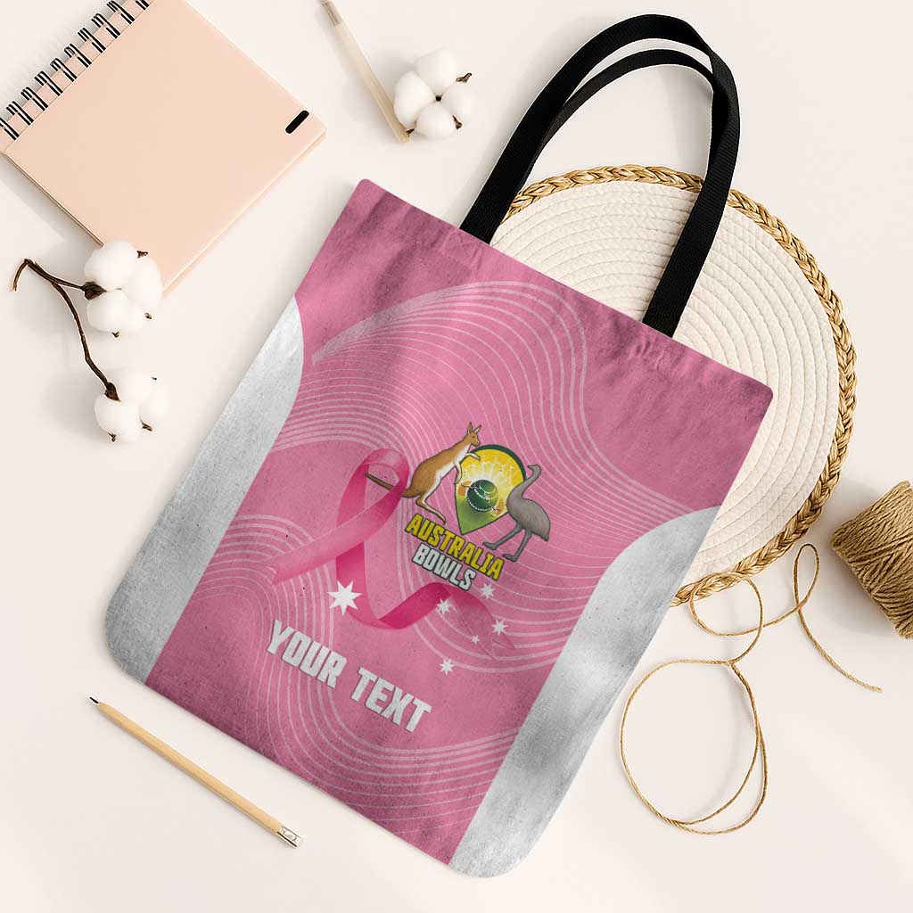 Custom Bowls Australia Breast Cancer Tote Bag Pink Ribbon Aussie Map With Kangaroo Emu - Aussie Hoodie