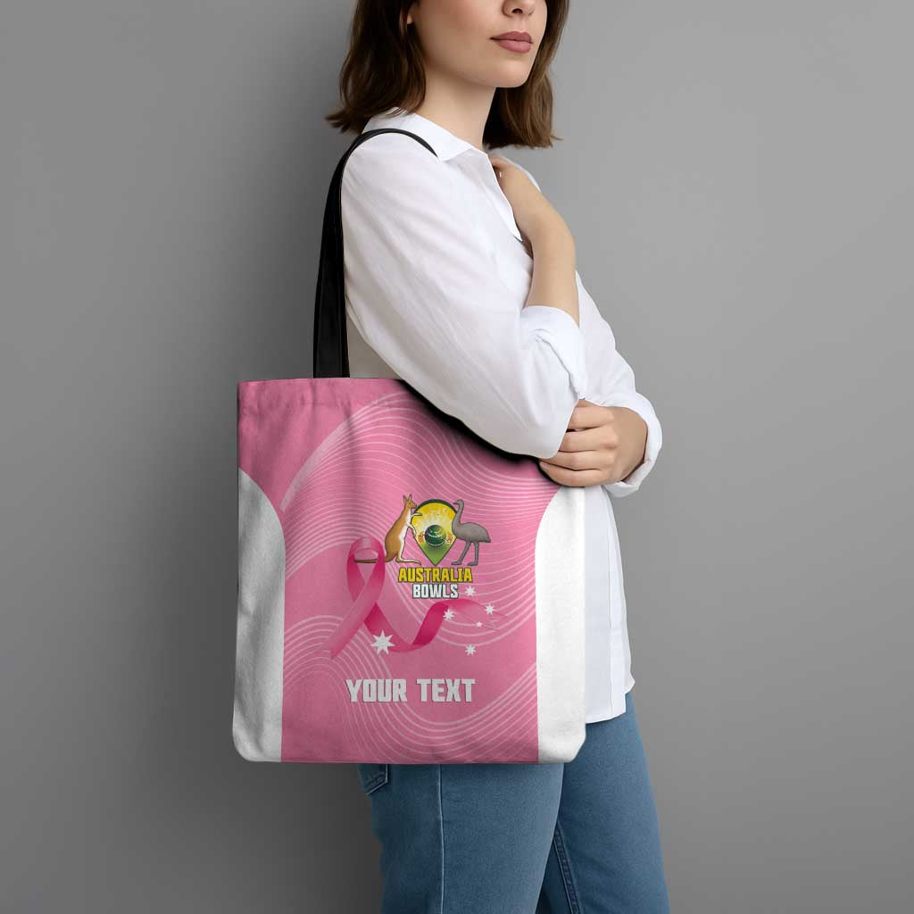 Custom Bowls Australia Breast Cancer Tote Bag Pink Ribbon Aussie Map With Kangaroo Emu - Aussie Hoodie