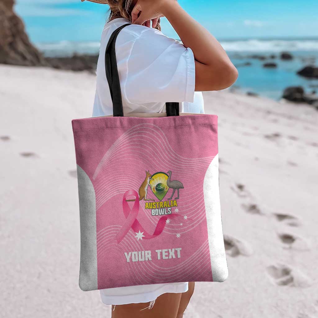 Custom Bowls Australia Breast Cancer Tote Bag Pink Ribbon Aussie Map With Kangaroo Emu - Aussie Hoodie