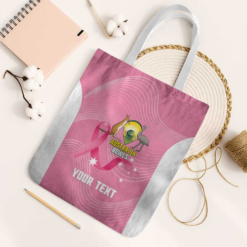 Custom Bowls Australia Breast Cancer Tote Bag Pink Ribbon Aussie Map With Kangaroo Emu - Aussie Hoodie